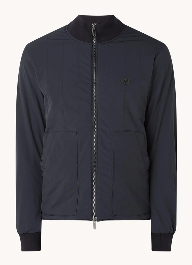 Jachetă bomber reversibilă Emporio Armani din lână virgină cu logo.