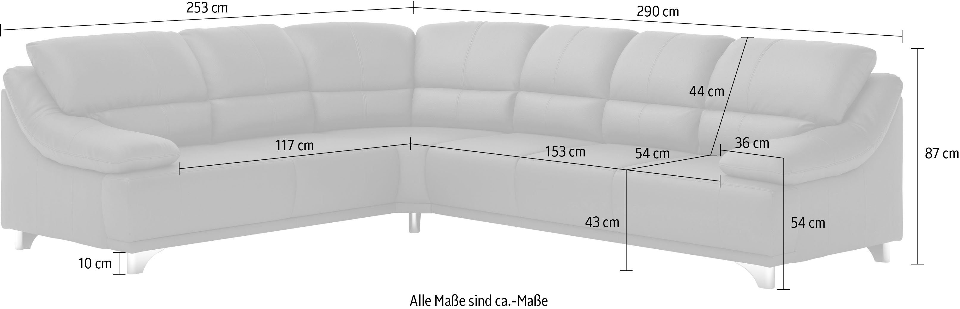 Home affaire Ecksofa Maranello, Ecksofa mit gepolsterten Arm-, Rücken- und Sitzteil