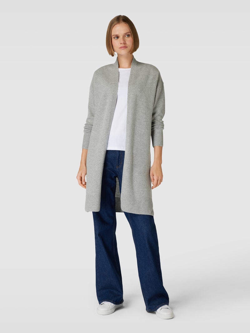 Strickcardigan mit offener Vorderseite in mittelgrau meliert