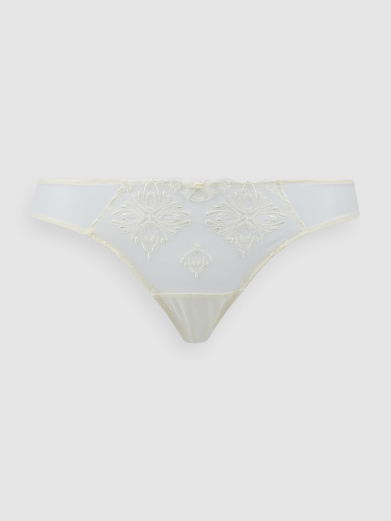 String mit floralen Stickereien Modell 'Champs-Elyses' in offwhite