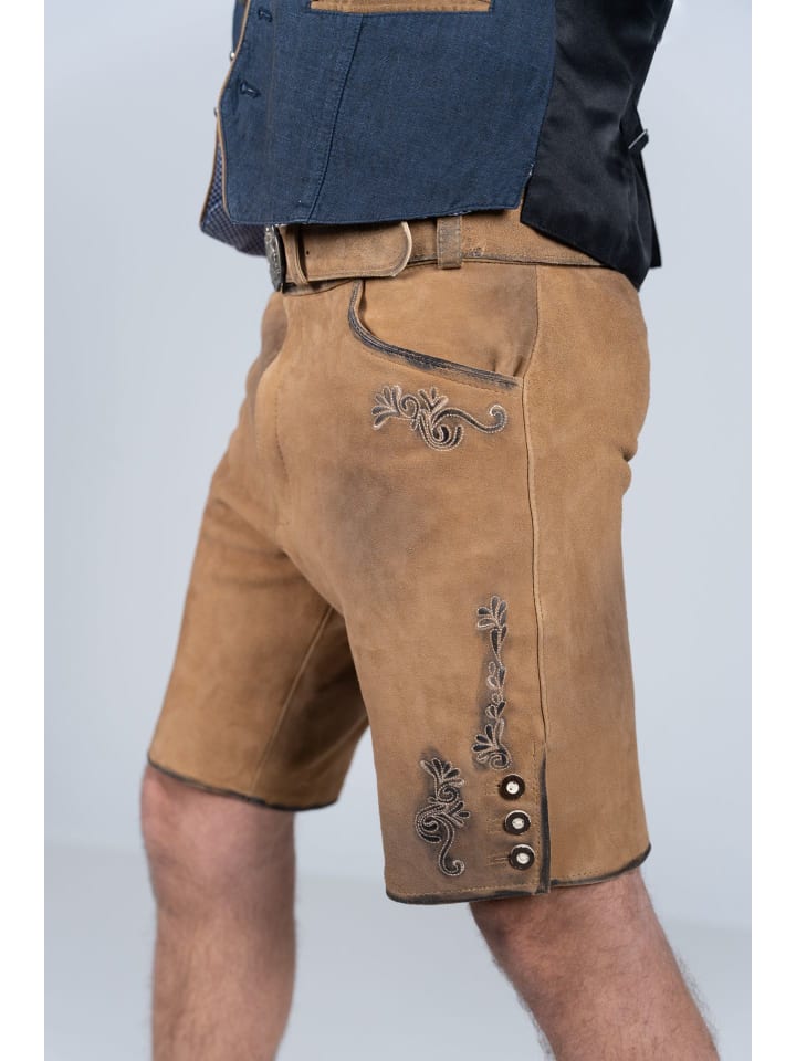 Edelnice Kurze Wildbock Lederhose Linus in hellbraun günstig kaufen