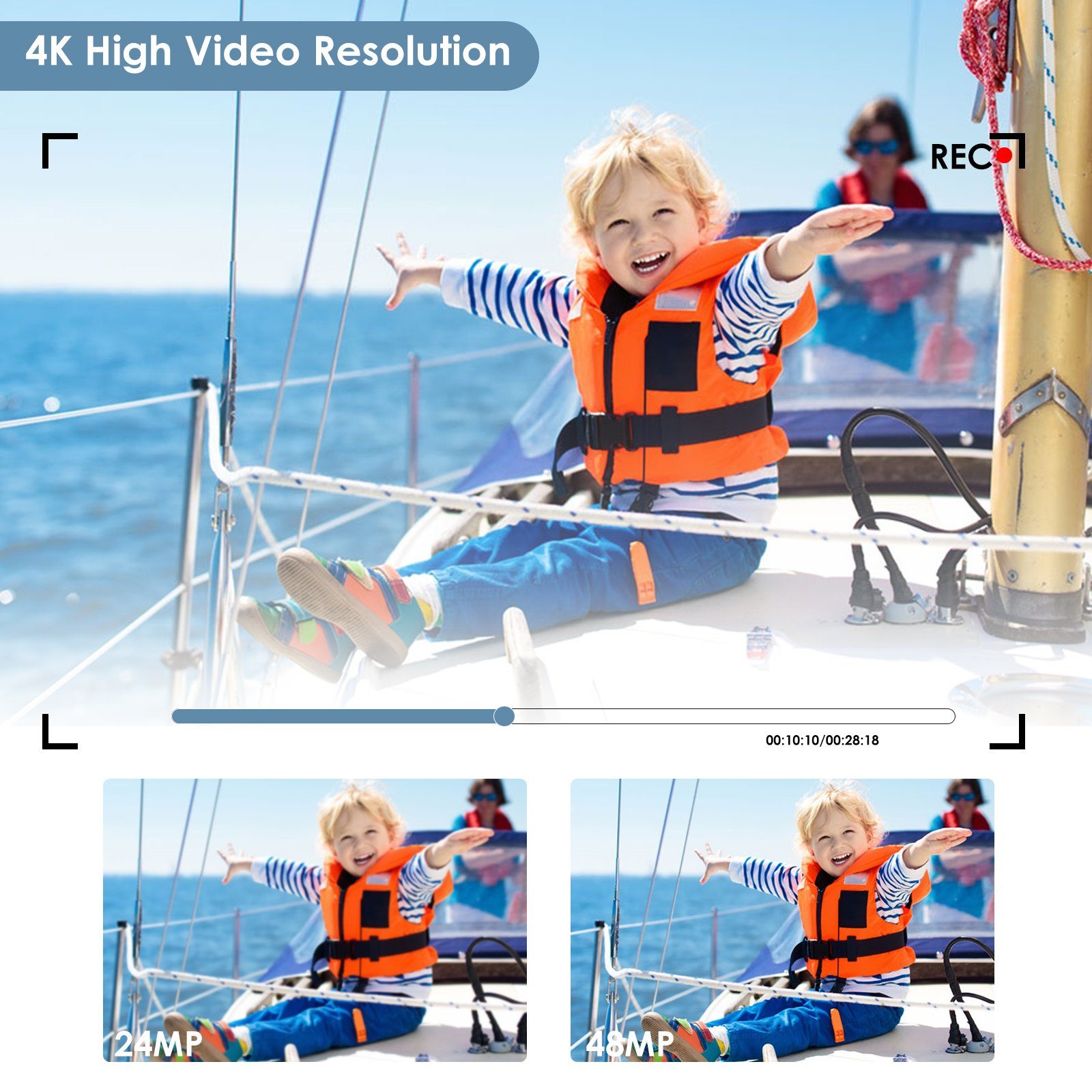 Fine Life Pro Digitalkamera 4K, 48MP Fotokamera mit 3.0