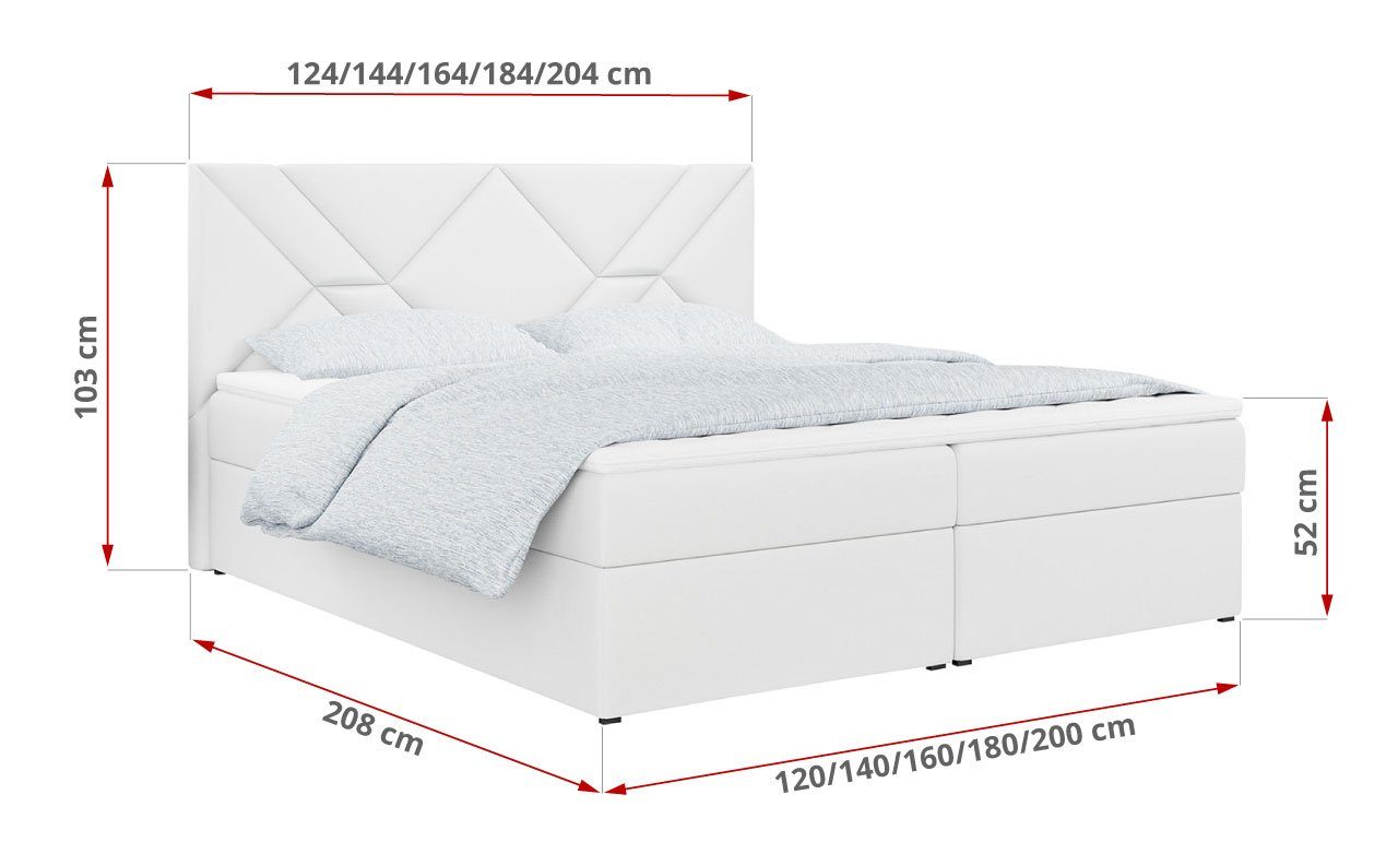 MKS MÖBEL Boxspringbett STELLE 6, Doppelbett, Multipocket-Matratze