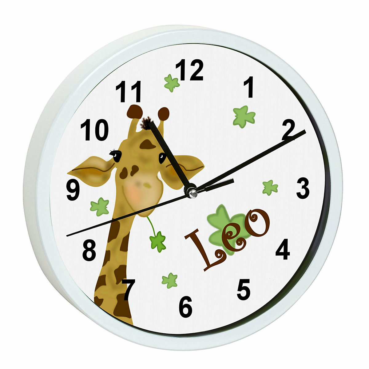 Kinder Wanduhr personalisiert mit Name Giraffe
