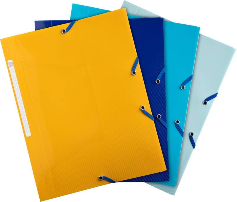 Exacompta BEE BLUE Dreiflügelmappe 55110E DIN A4 Hoch PP (Polypropen) Recycelt Gummiband 24 (B) x 0,2 (T) x 32 (H) cm Farbig sortiert
