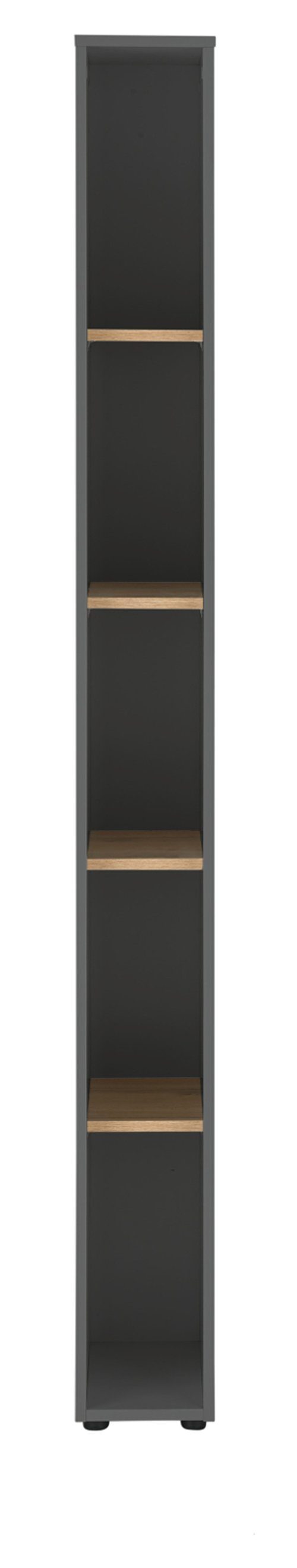 Furn.Design Aktenregal Center, Regalschrank in matt grau mit Wotan Eiche, 5 Fächer