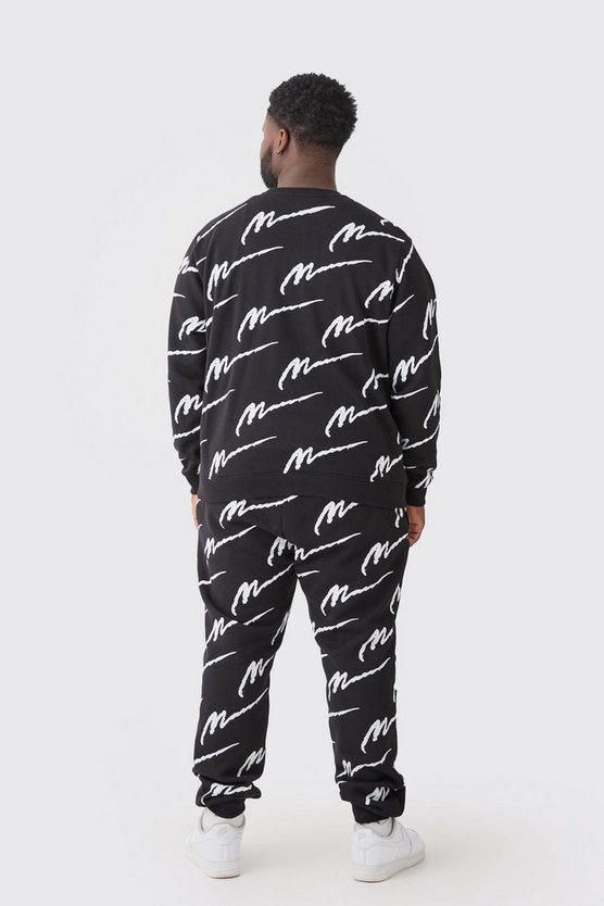 Plus Oversize Sweatshirt mit Man Signature Print