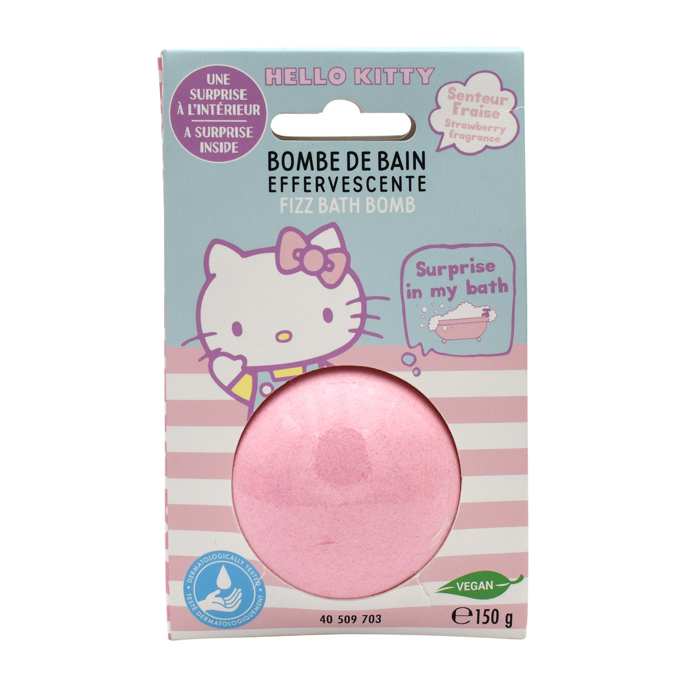 takecare Boule de bain 150g + Medaillon Hello Kitty Senteur Fraise Bombes de bain