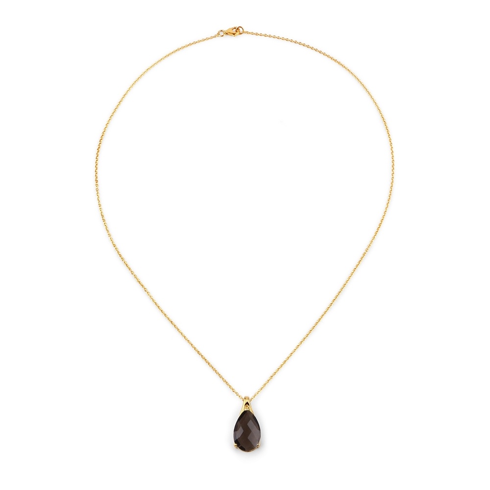 Rafaela Donata Chaîne Argent sterling Quartz fumé en Or jaune Bijoux