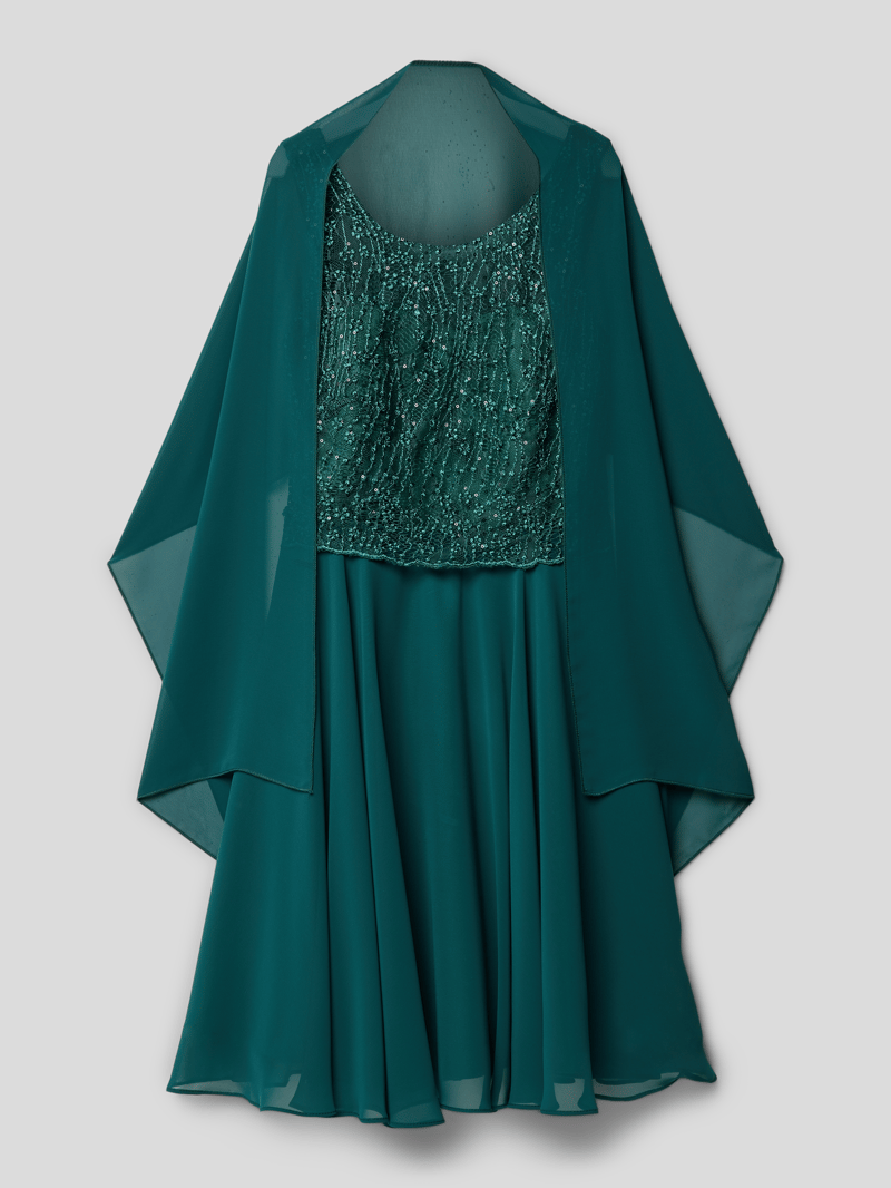 Kleid mit Stola in dunkelgrün