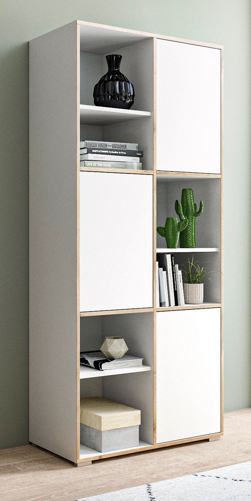 xonox.home Highboard Regalschrank Jesper, Skandinavisch, weiß / Eiche