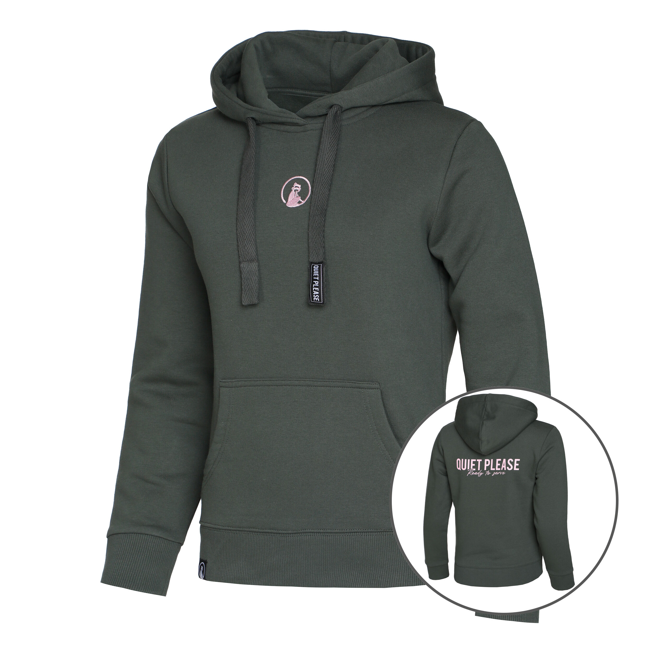 Ready To Serve Hoody Damen - Dunkelgrün, Rosa