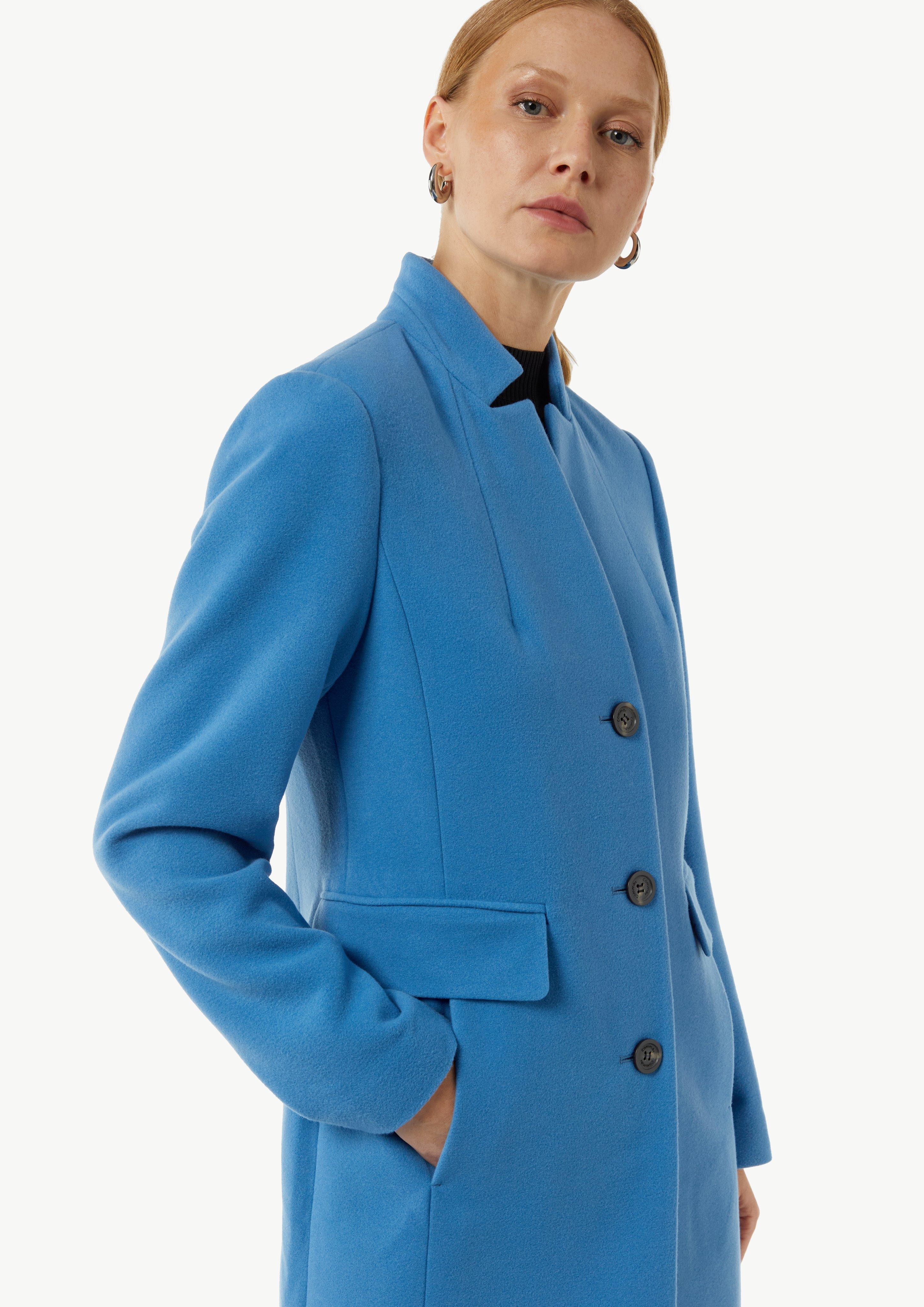 Klassischer Wollmantel mit seitlichen Eingrifftaschen - royalblau