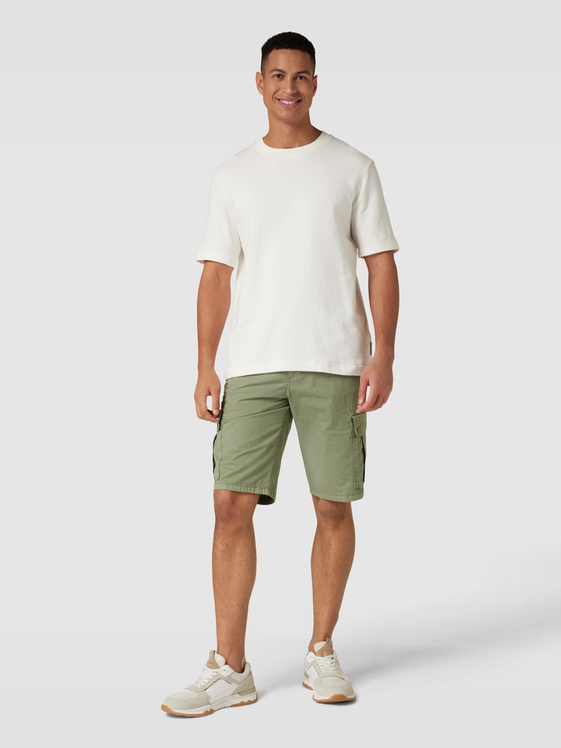 Bermudas aus Baumwolle mit Eingrifftaschen in olivgrün