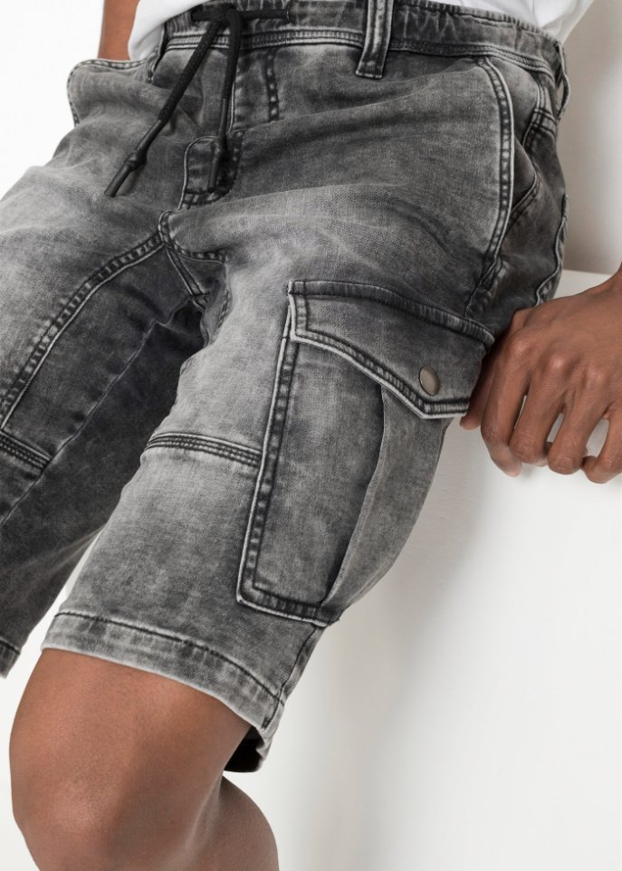Sweatjeans-Bermuda mit Cargotaschen, Regular Fit