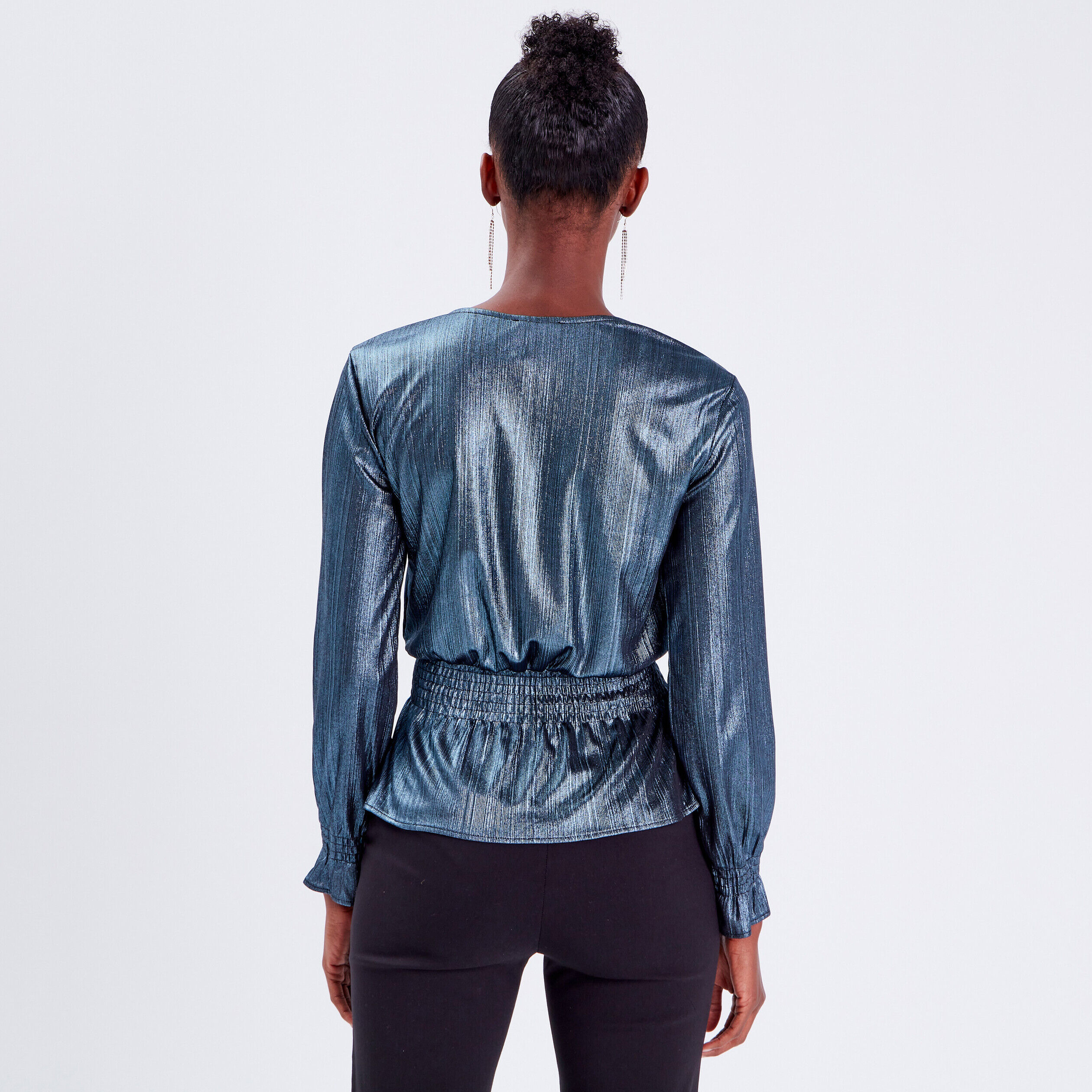 Blouse col cache-coeur gris clair femme | Cache Cache