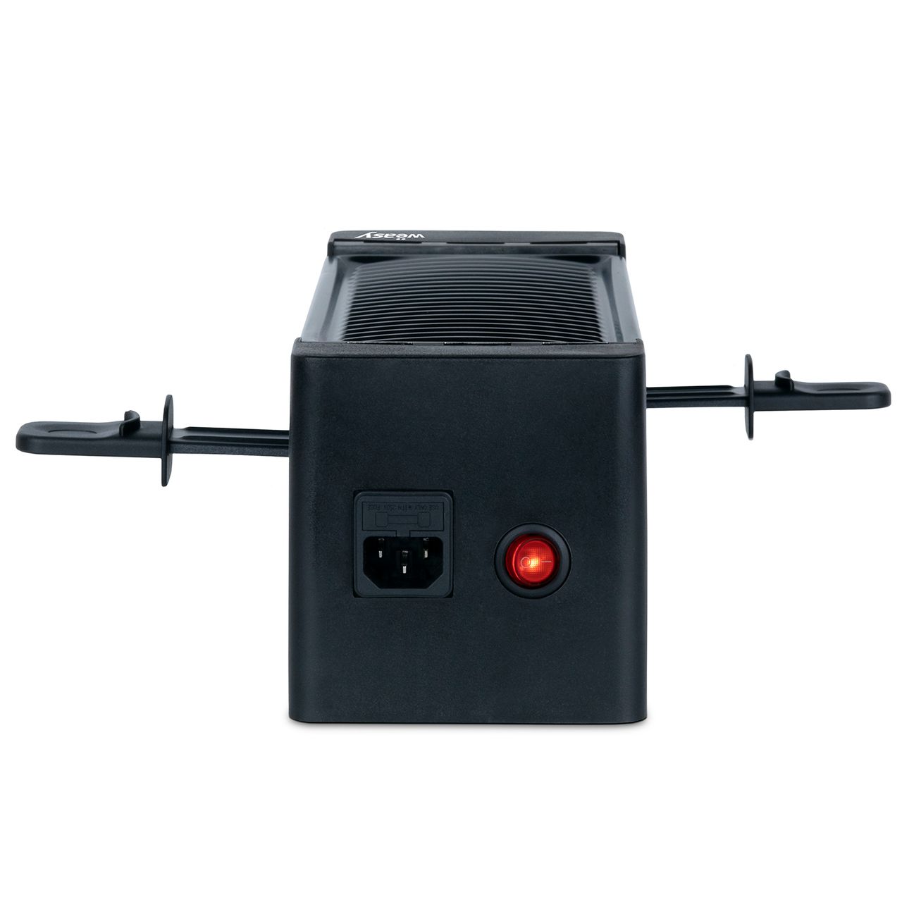 Weasy Wëasy Raclette TIK12 / 2 Personen / Raclette und Grill / Antihaftbeschichtung / verbindbar mit TAK12 und bis zu 4 Geräten / 2 Pfannen und 2 Holzspatel / 400 W / schwarz