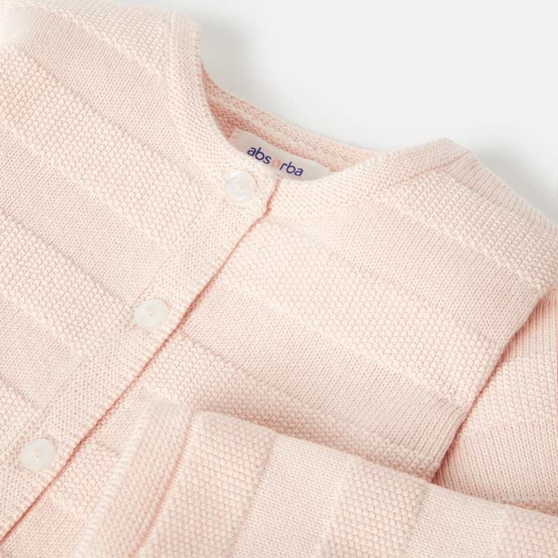 Cardigan maille tricot rose naissance Absorba