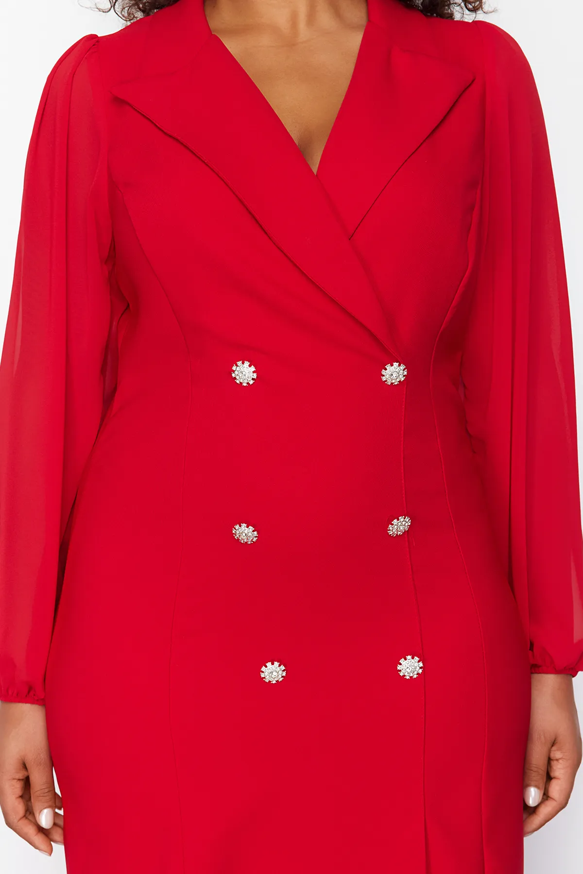 Trendyol Curve  Rotes gewebtes Jackenkleid TBBSS24AH00008