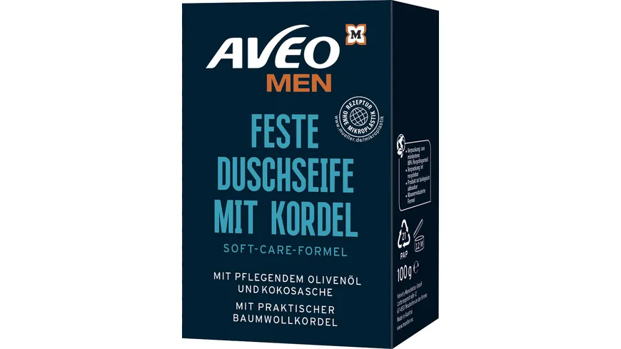 AVEO MEN Feste Duschseife Olivenöl & Kokosasche 100 g