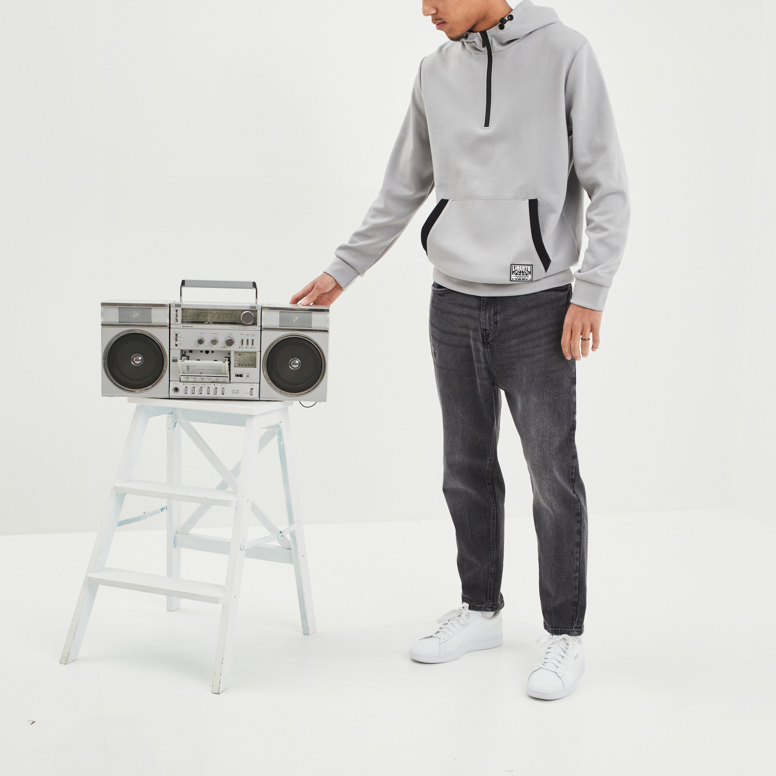 Sweat à capuche hoodie Liberto gris clair homme | La Halle