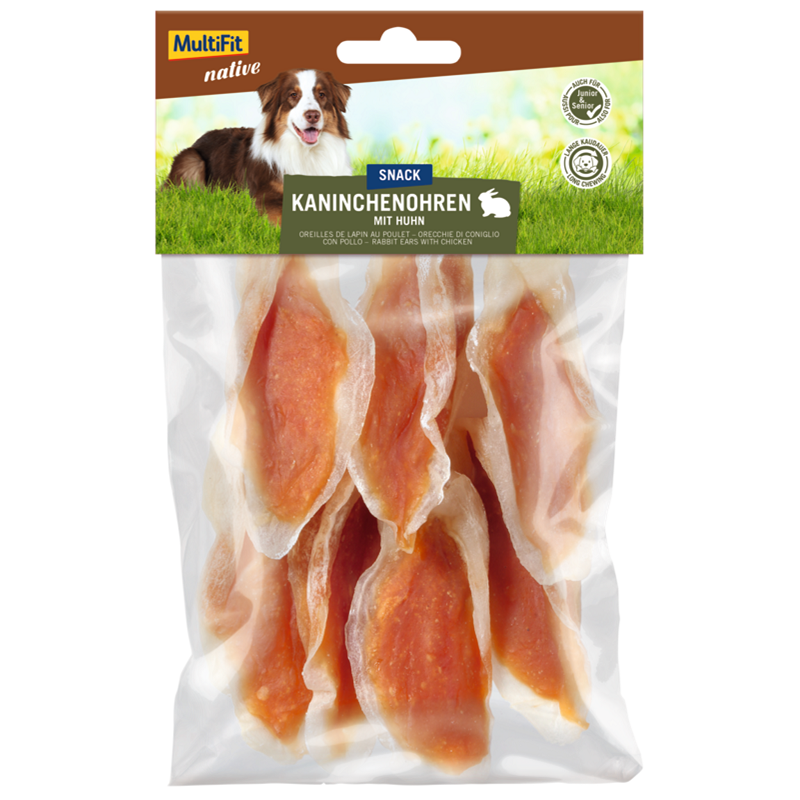 MultiFit Snacks MultiFit native Kaninchenohren mit Huhn 6x80g