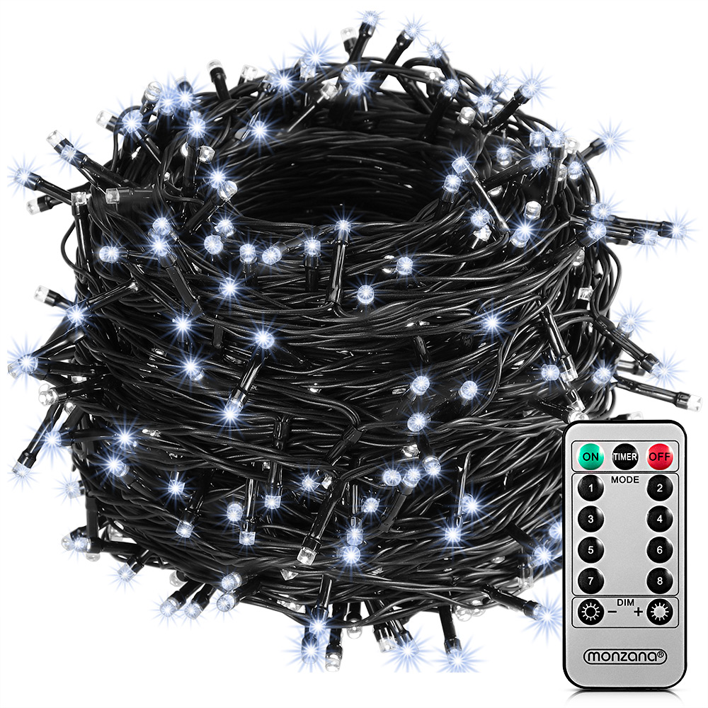 Casaria monzana® Lichterkette 600 LED mit Fernbedienung 60m kalt weiß