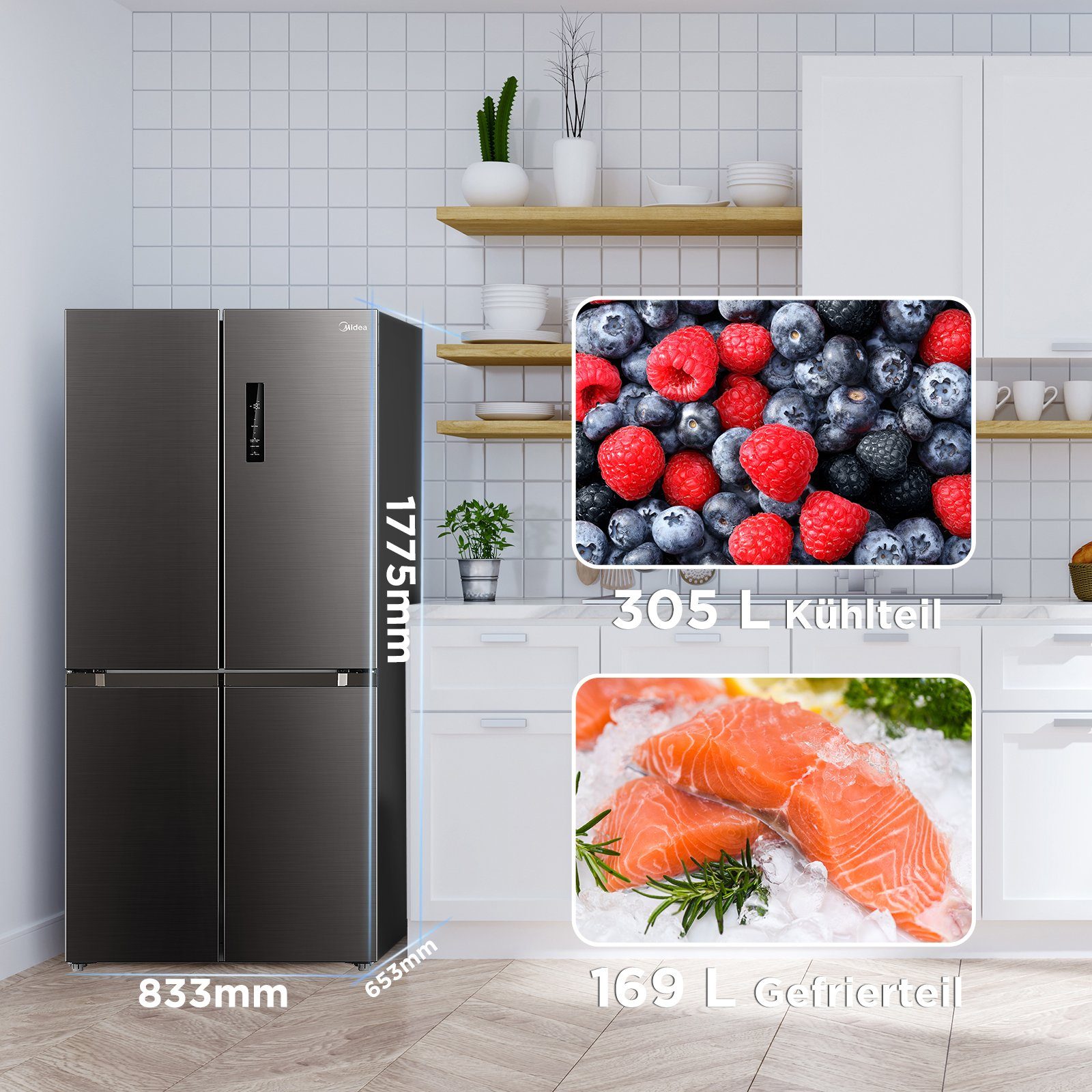 Midea Kühl-/Gefrierkombination MDRF632FIE28, 177.5 cm hoch, 83.3 cm breit