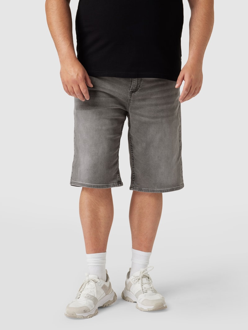 PLUS SIZE Straight Fit Jeansshorts im Used-Look in hellgrau