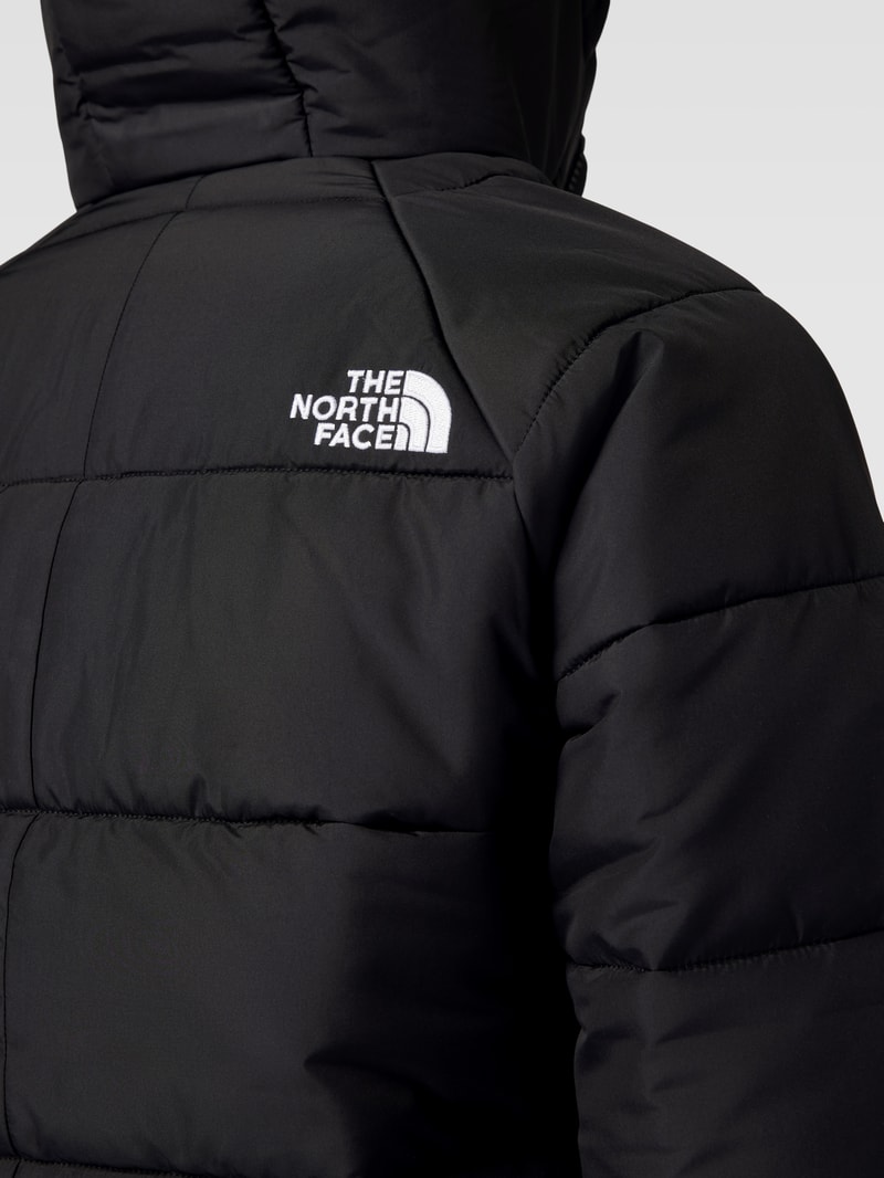 Steppjacke mit Kapuze und Reißverschluss in schwarz