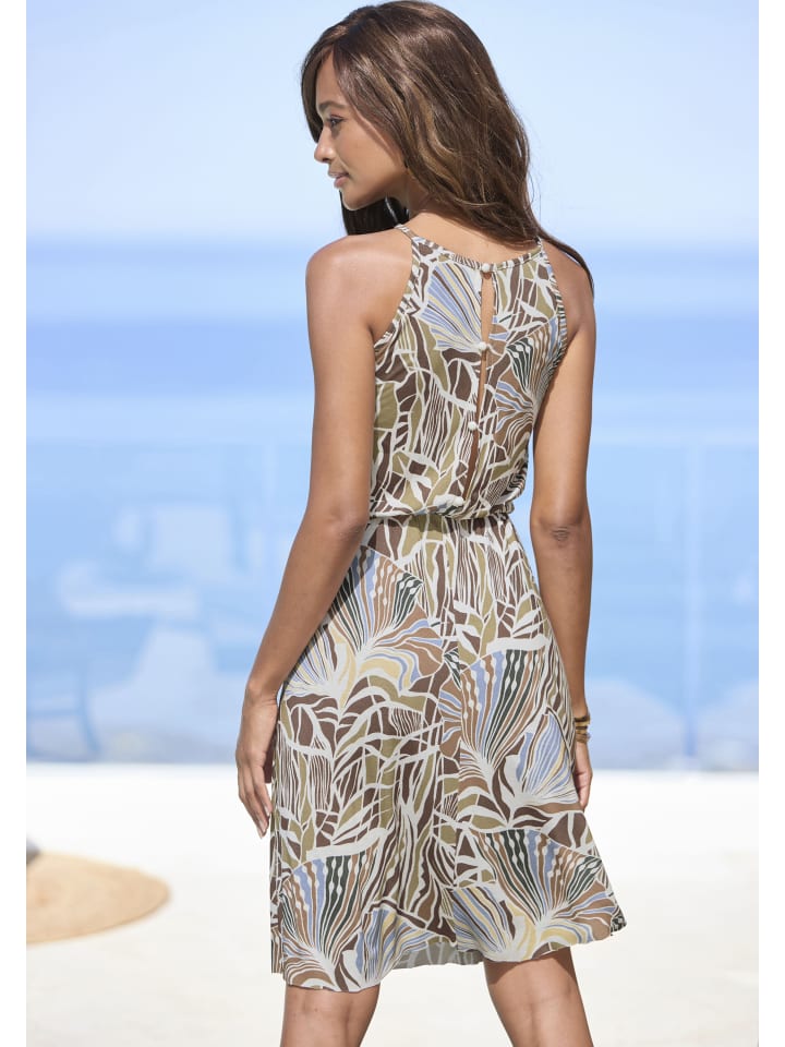 LASCANA Jerseykleid in creme-khaki-hellblau bedruckt günstig kaufen