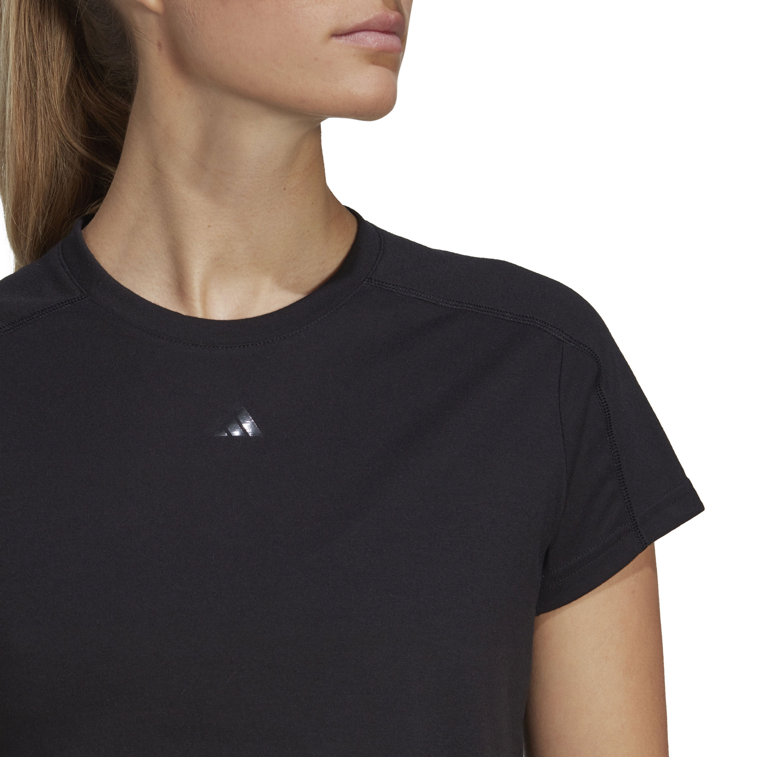 Essentials AEROREADY Train 3 Bar Logo Crop T-Shirt Damen - Schwarz
