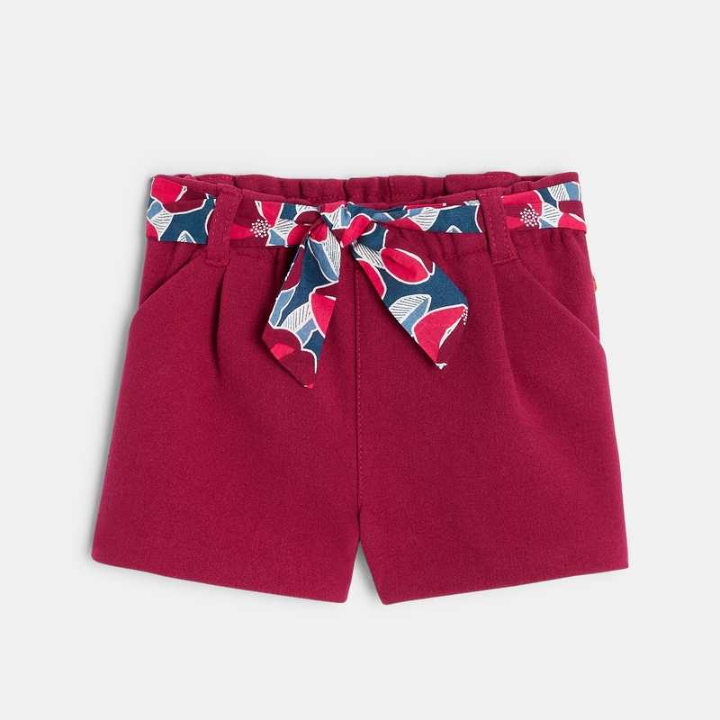 Short chaud ceinture fleurie rose bébé fille