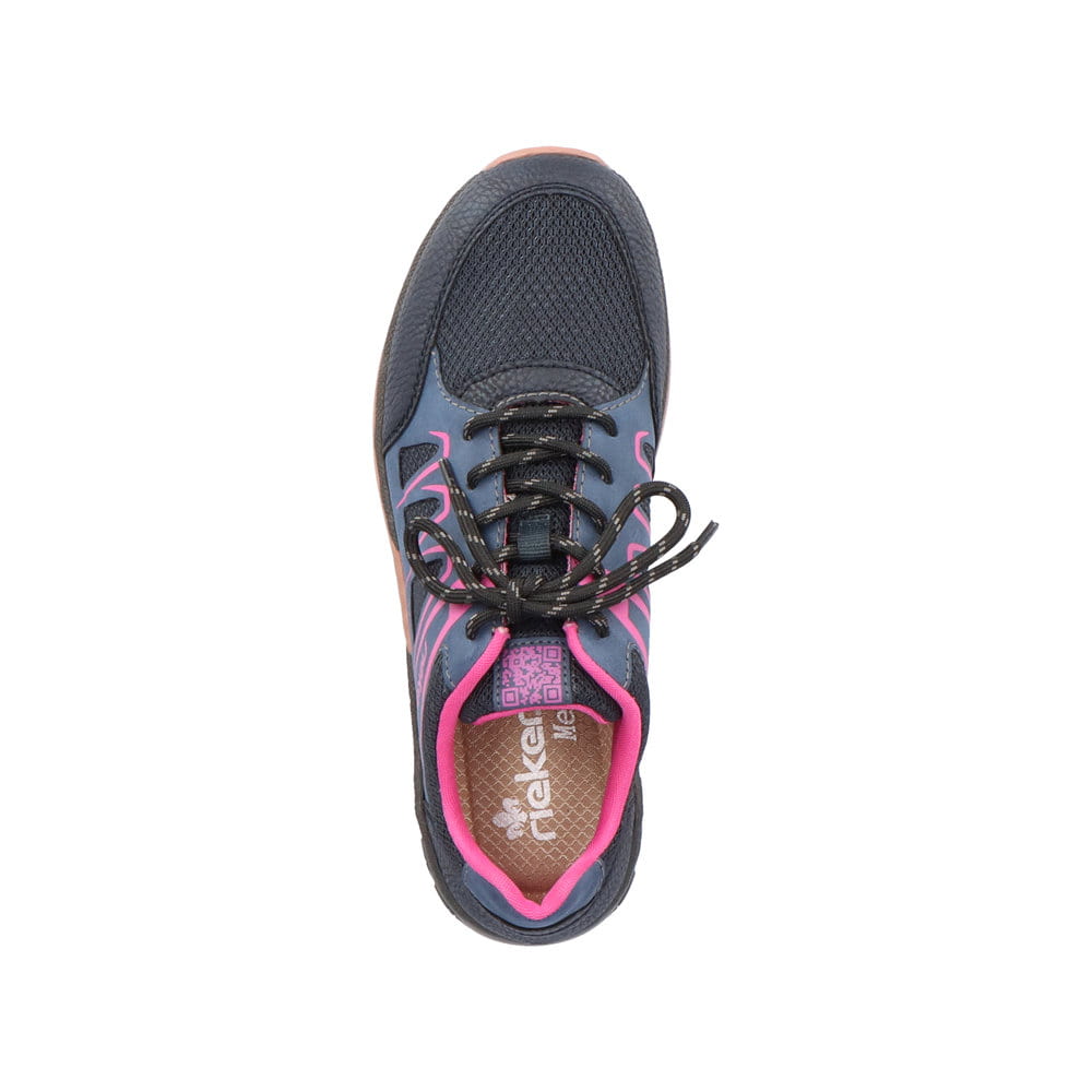 Rieker Damen Schnürschuhe marineblau-himbeerrot
