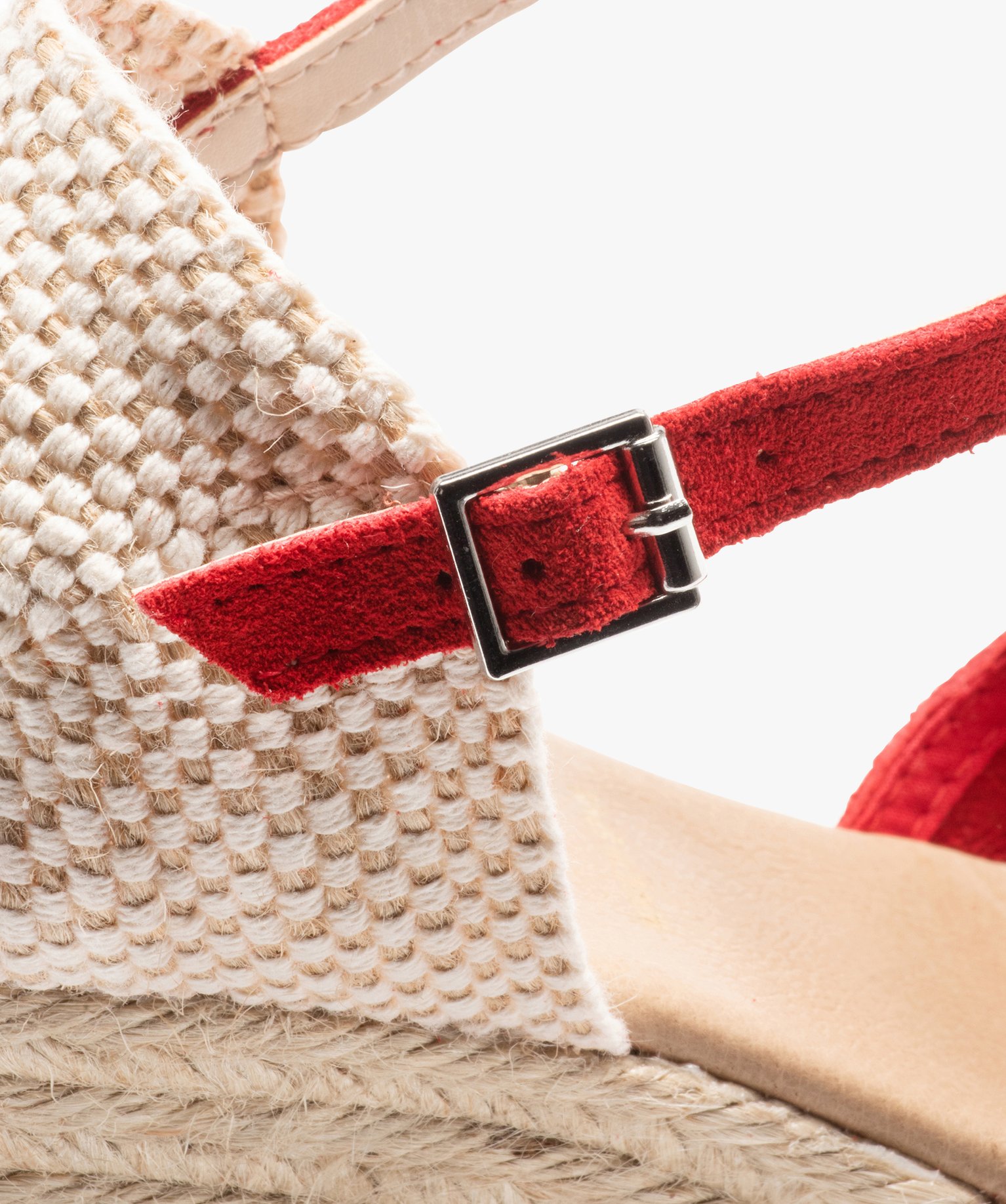 Sandales femme compensées dessus cuir uni rouge | GEMO