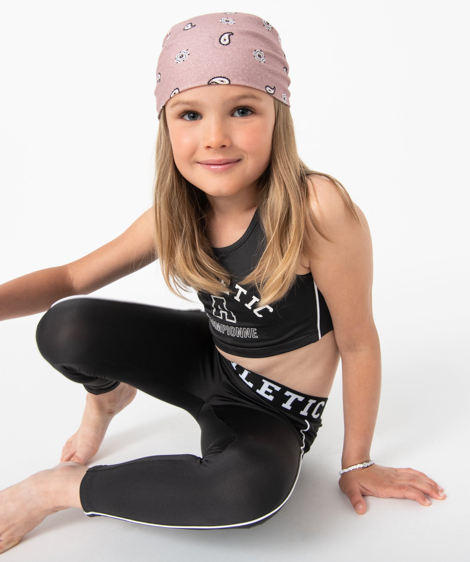 Legging de sport fille à large ceinture élastique gris | GEMO