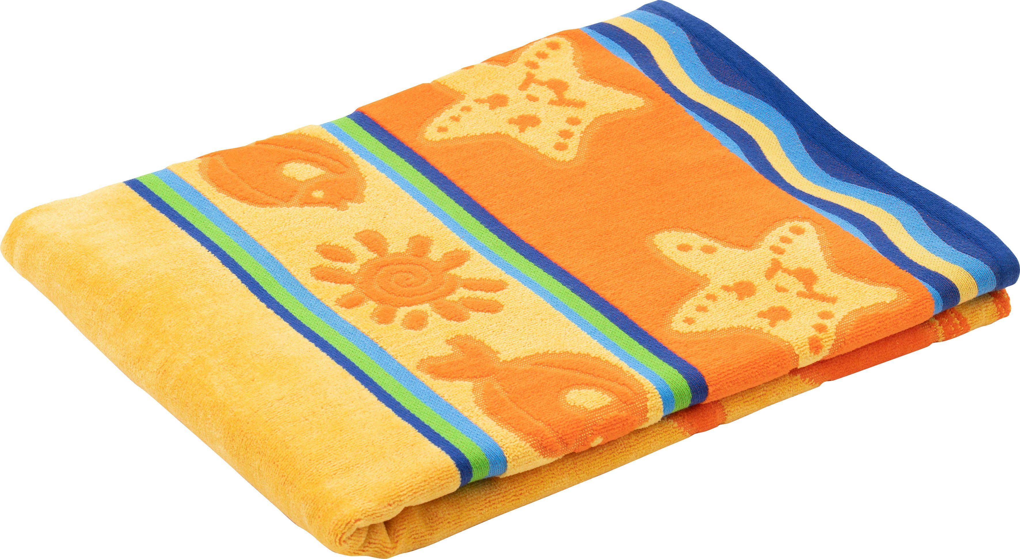 Gözze Strandtuch Sharks, Jacquard-Velours (1-St), Badetuch, maritimes Motiv, reine Baumwolle