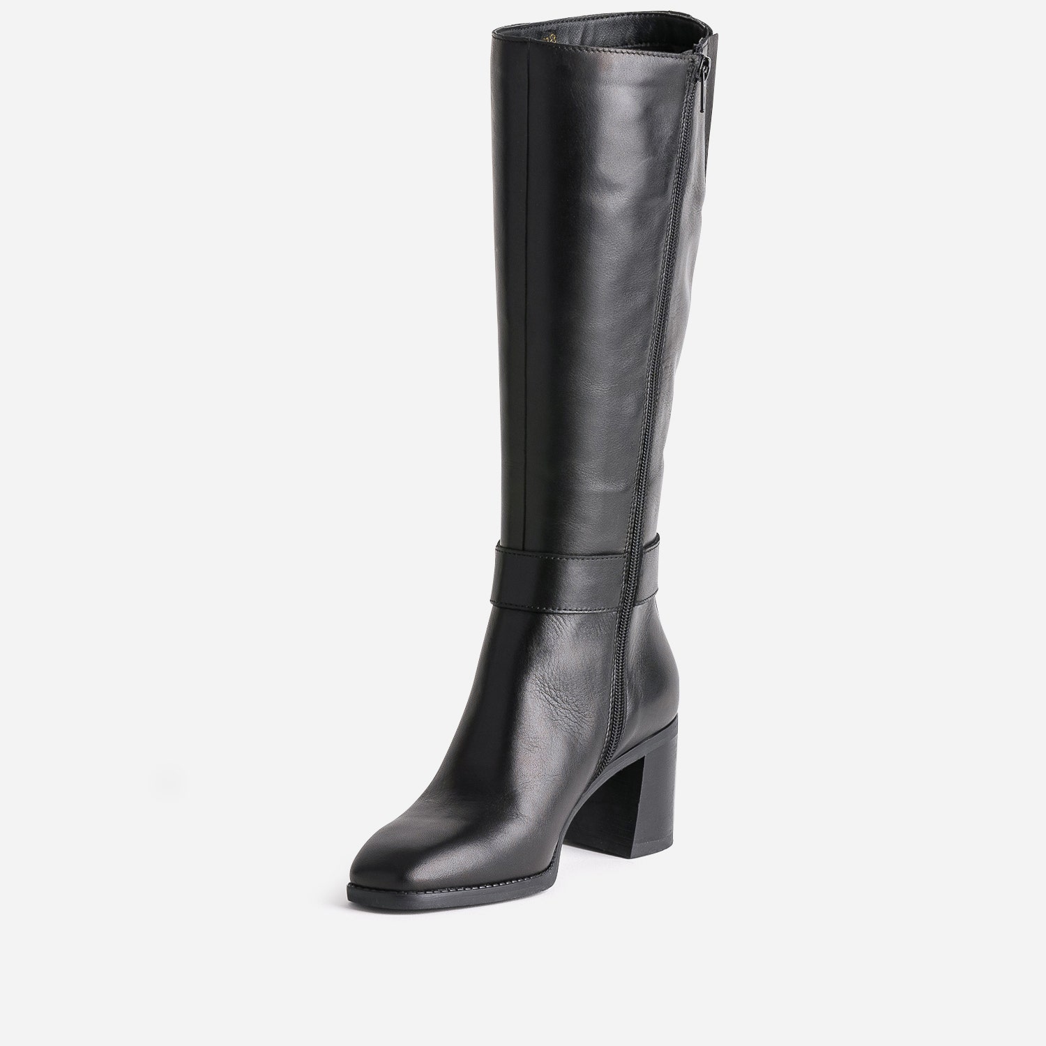 Botte noire en cuir à talon
