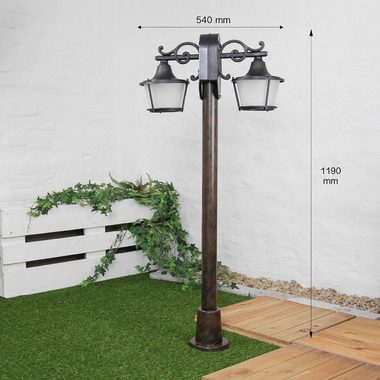 Licht-Erlebnisse Außen-Stehlampe OTHONOI, ohne Leuchtmittel, Standleuchte Außen Schwarz 2-flmg H:122cm Rustikal Weg Terrasse