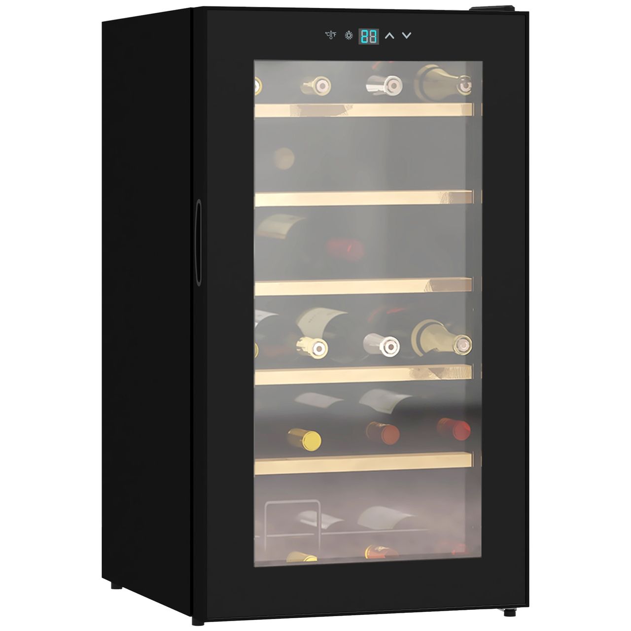 HOMCOM Weinkühlschrank 65 L Getränkekühlschrank für 24 Flaschen, 5-20°C, Schwarz