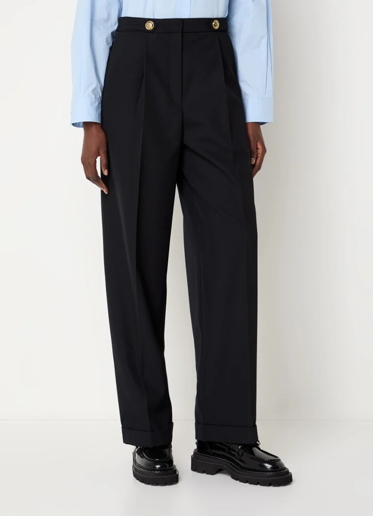 Sandro high-waisted straight-fit trousers in wool blend with side pockets