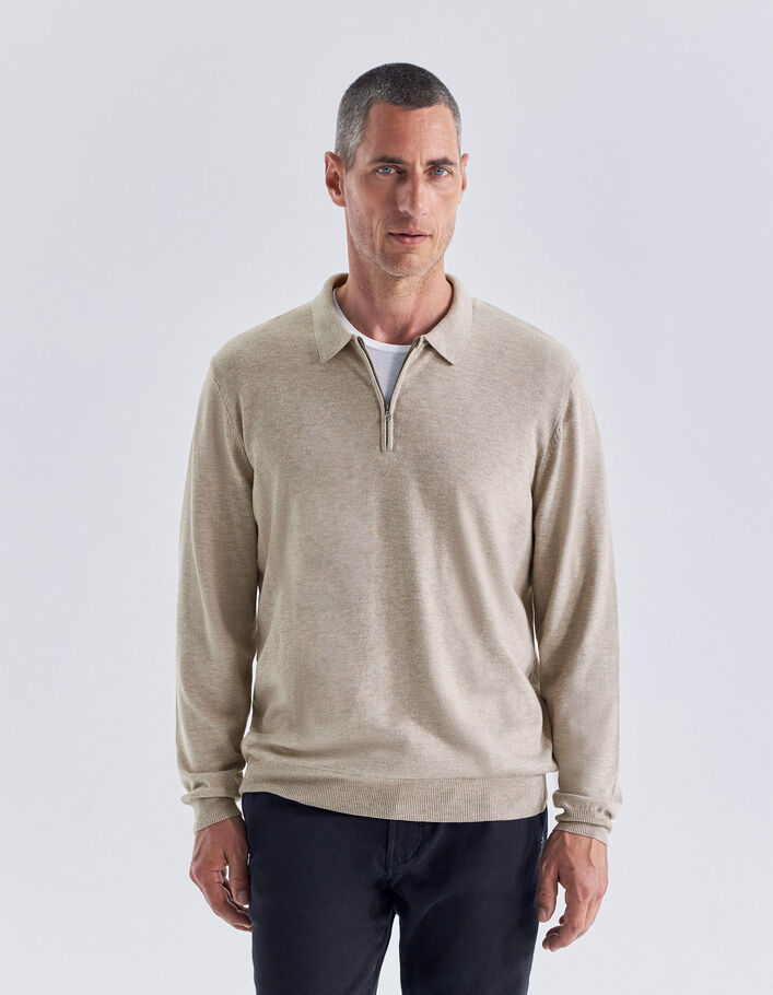 Polo vison bi-matière Interlock au dos Homme