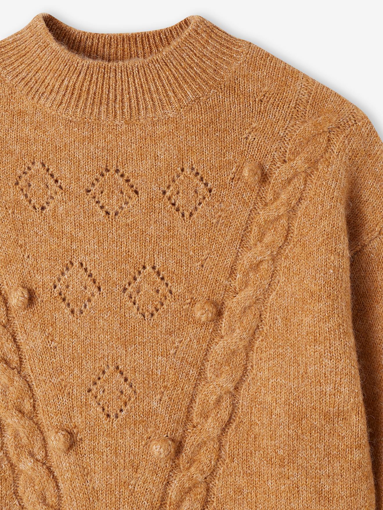 Vertbaudet Mädchen Pullover mit Zopfmuster - bronze