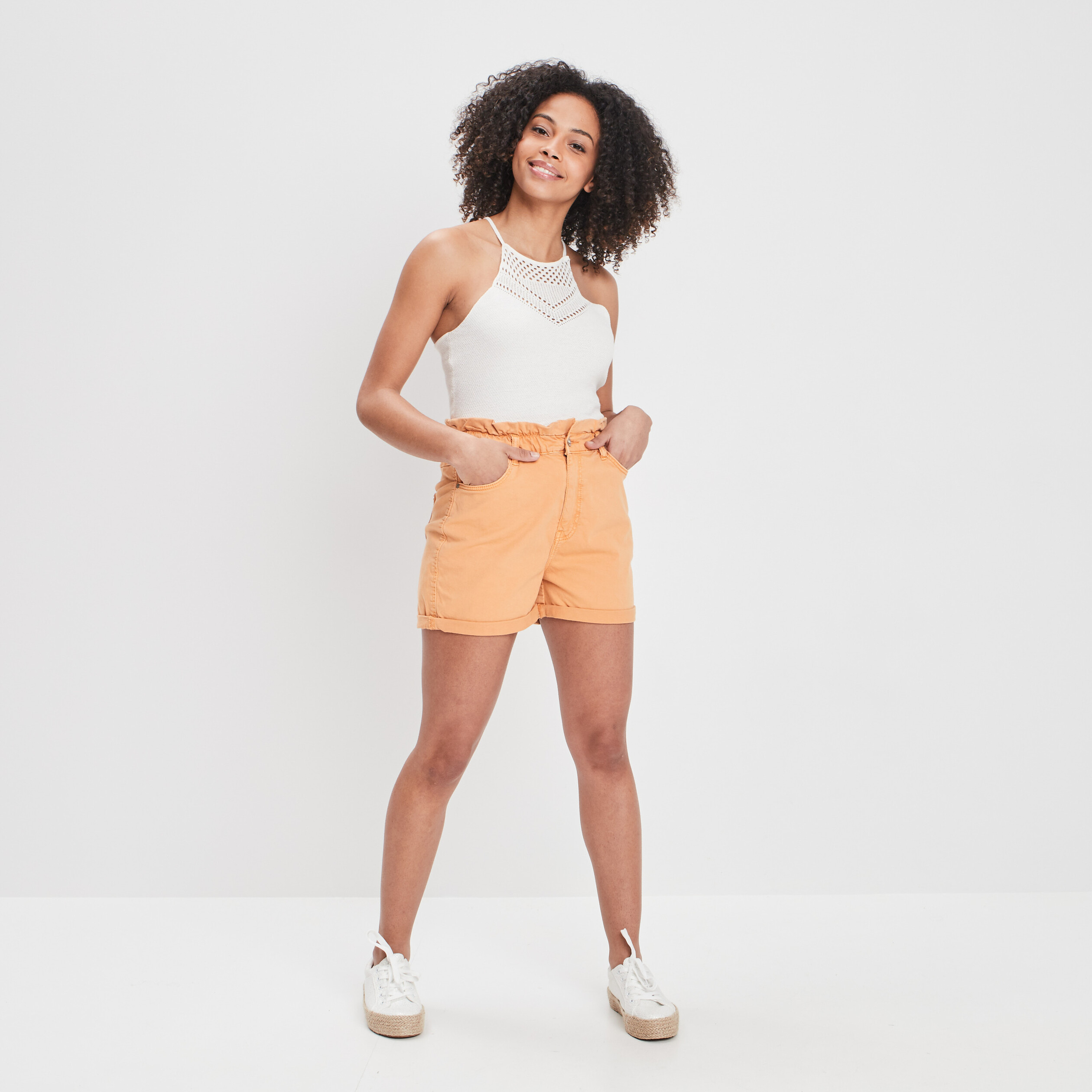 Débardeur cropped crochet ivoire femme | La Halle