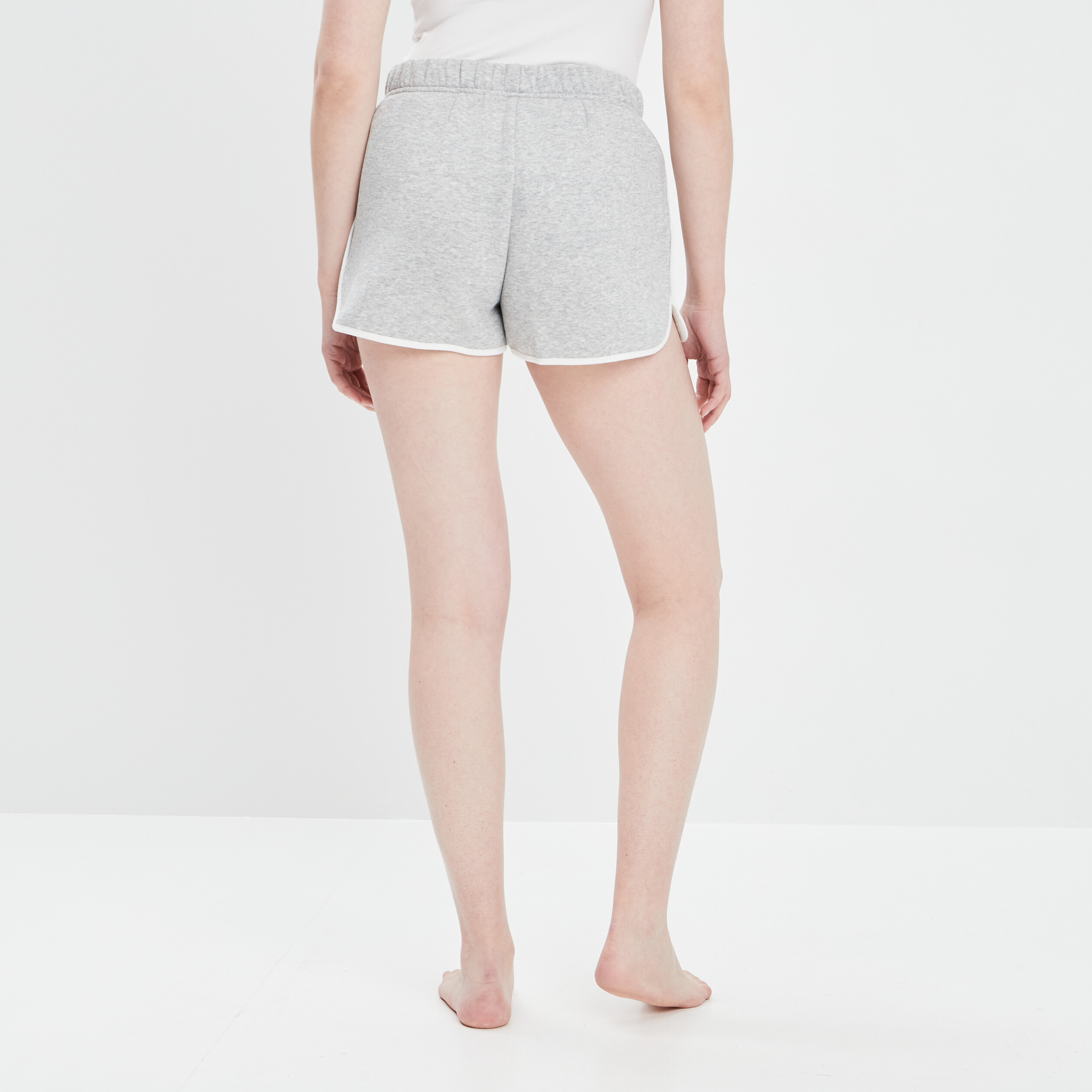 Short droit taille élastiquée gris clair femme | La Halle