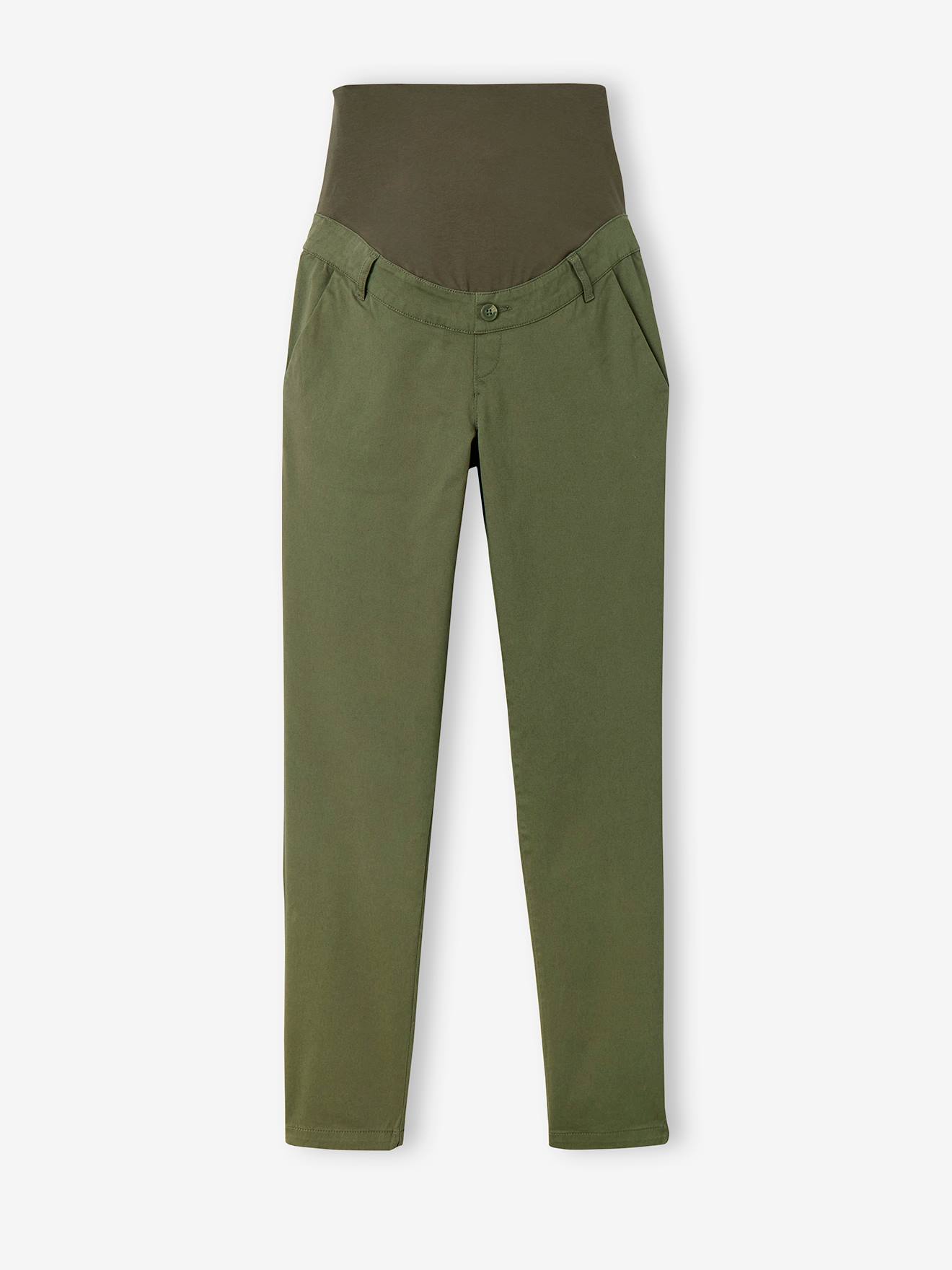 Pantalon chino de grossesse en coton stretch kaki