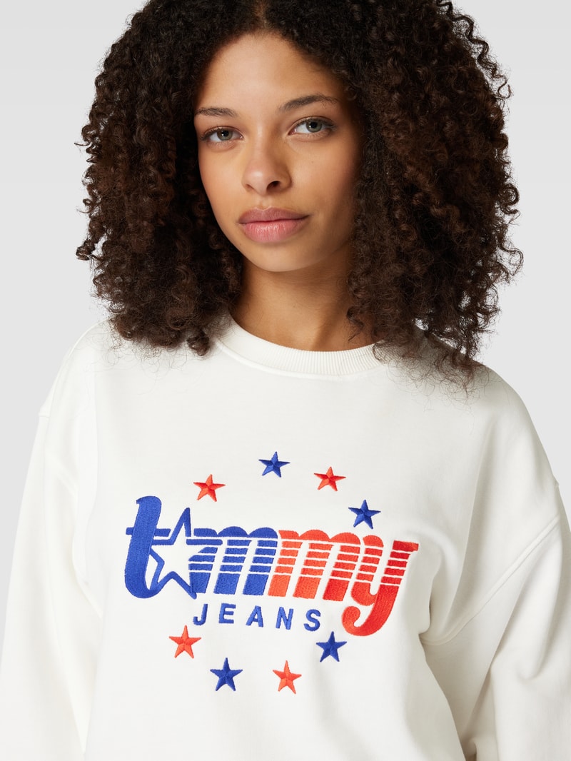 Sweatshirt mit Label-Stitching in weiß