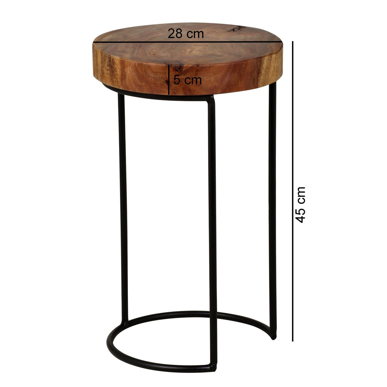 Wohnling Massivholz Sheesham Beistelltisch 28 x 28 cm