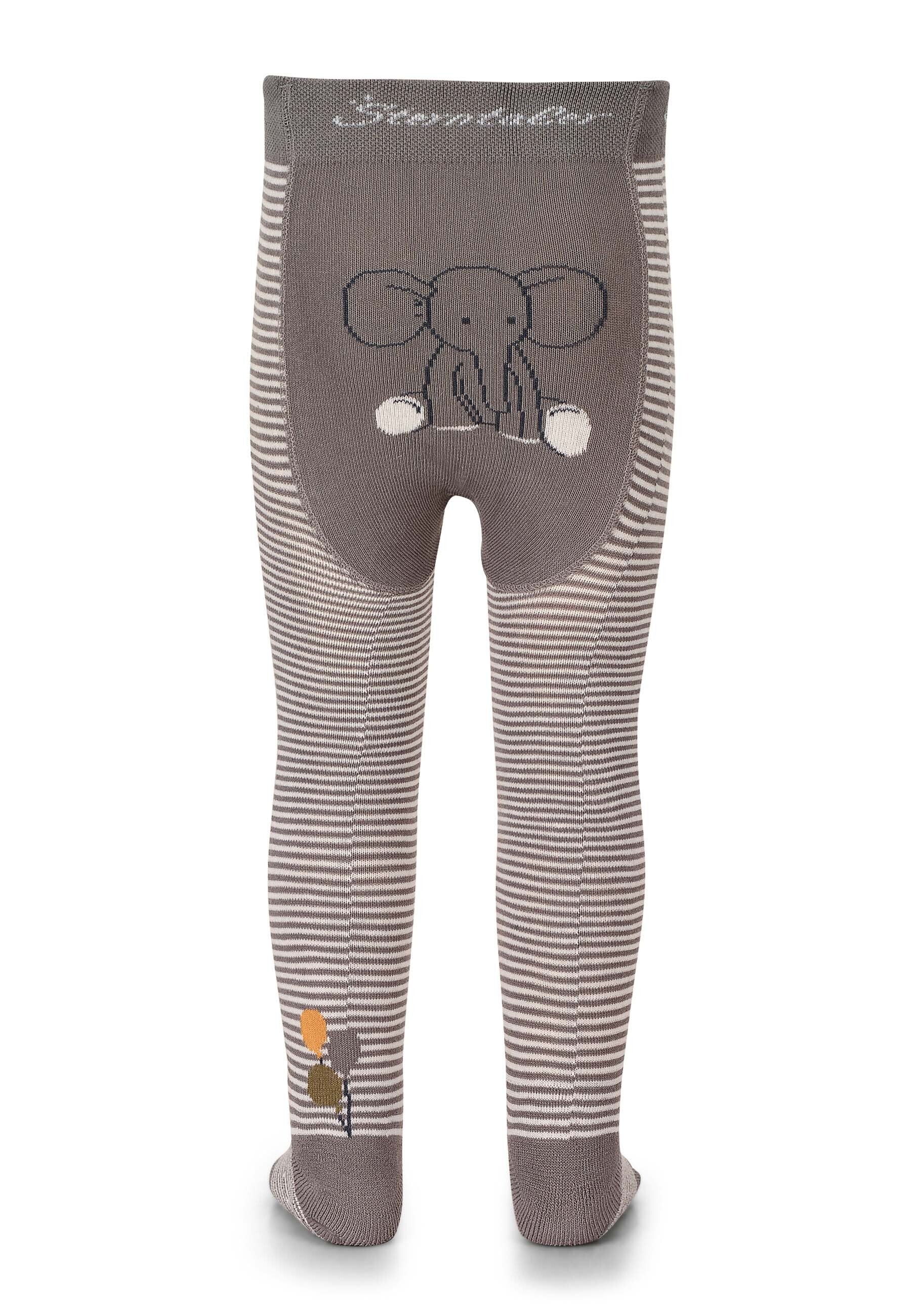 Krabbelstrumpfhose mit Po-Motiv Elefant Eddy, Grau