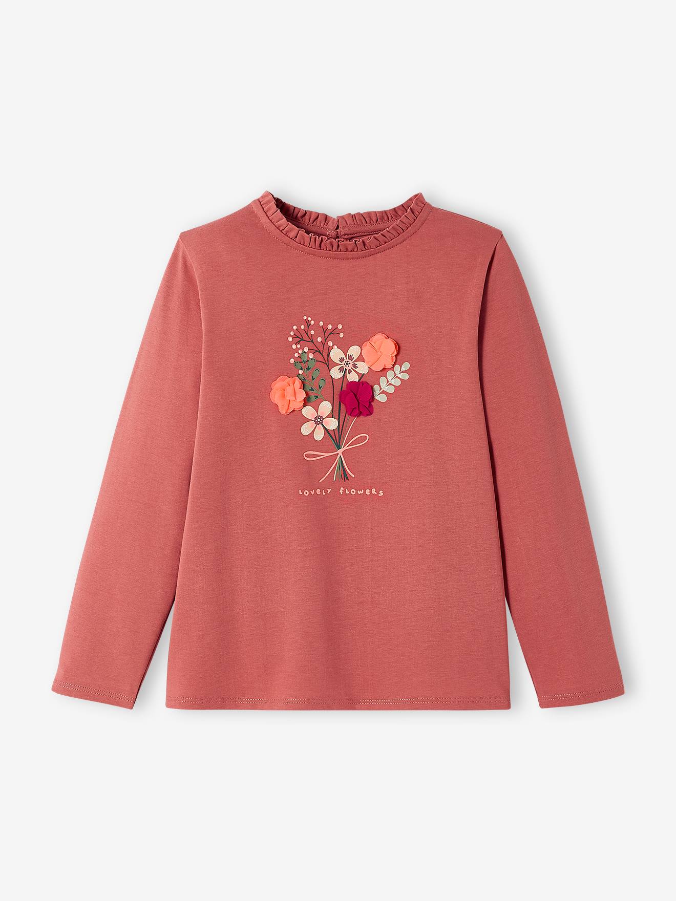 T-shirt motif fantaisie en relief fille curry